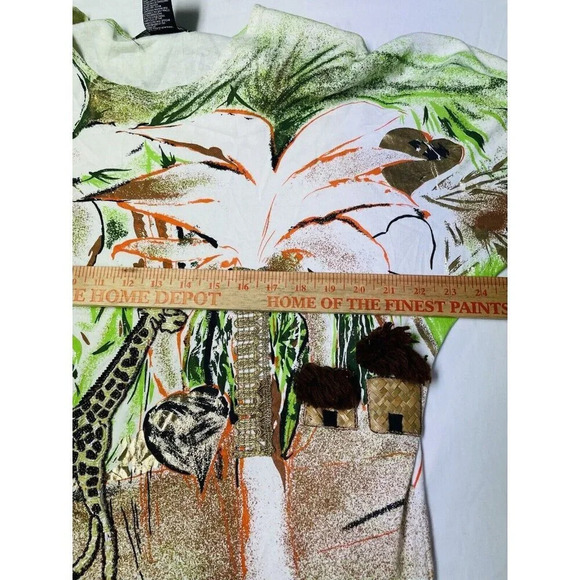 Spree Sport Shirt M Embroidered African Jungle Safari Textured Animals Metallic - Picture 10 of 12